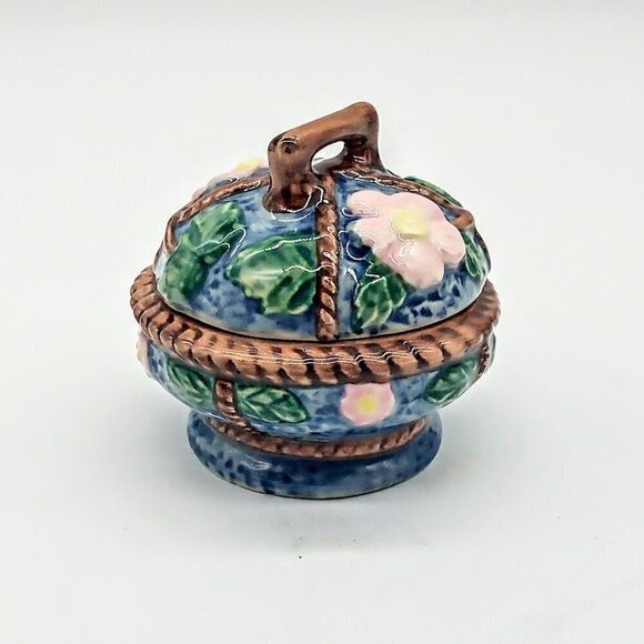 Multicolor Pink Floral Porcelain Trinket Box - Picture 1 of 5